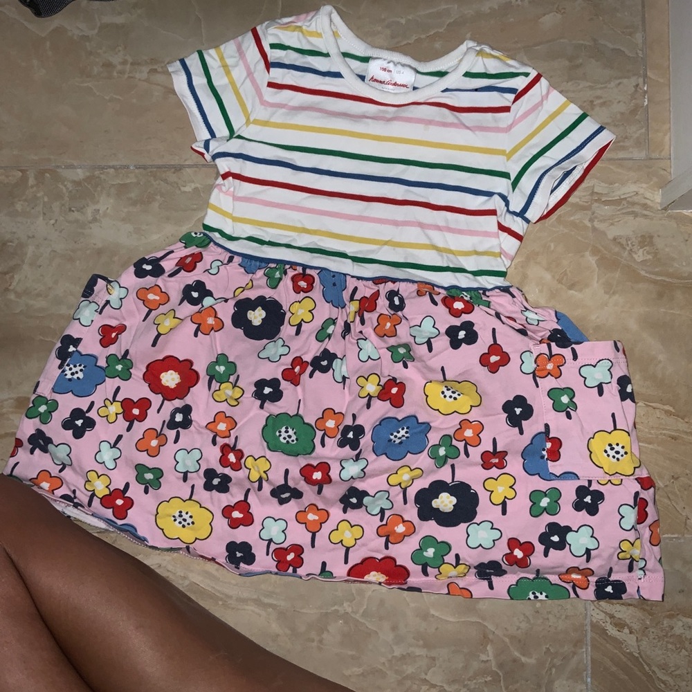 Rainbow stripe flower dress 100 4